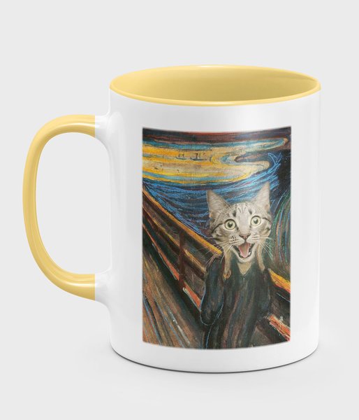 Cat scream painting - kubek kolorowy