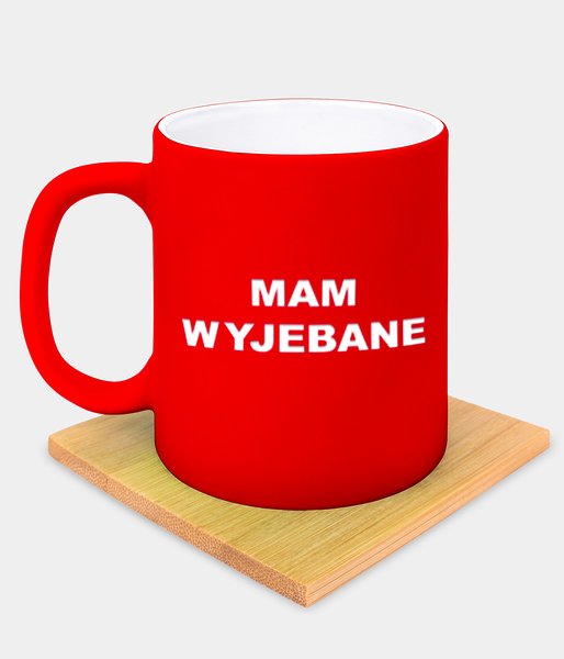 Mam wyjebane - kubek neonowy gumowany z grawerem